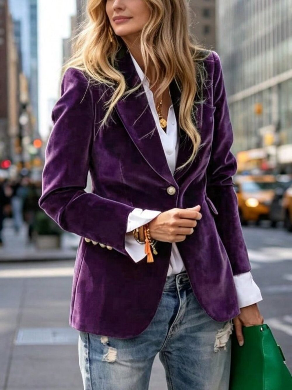Purple Elegant Women's Velvet Suit Coat